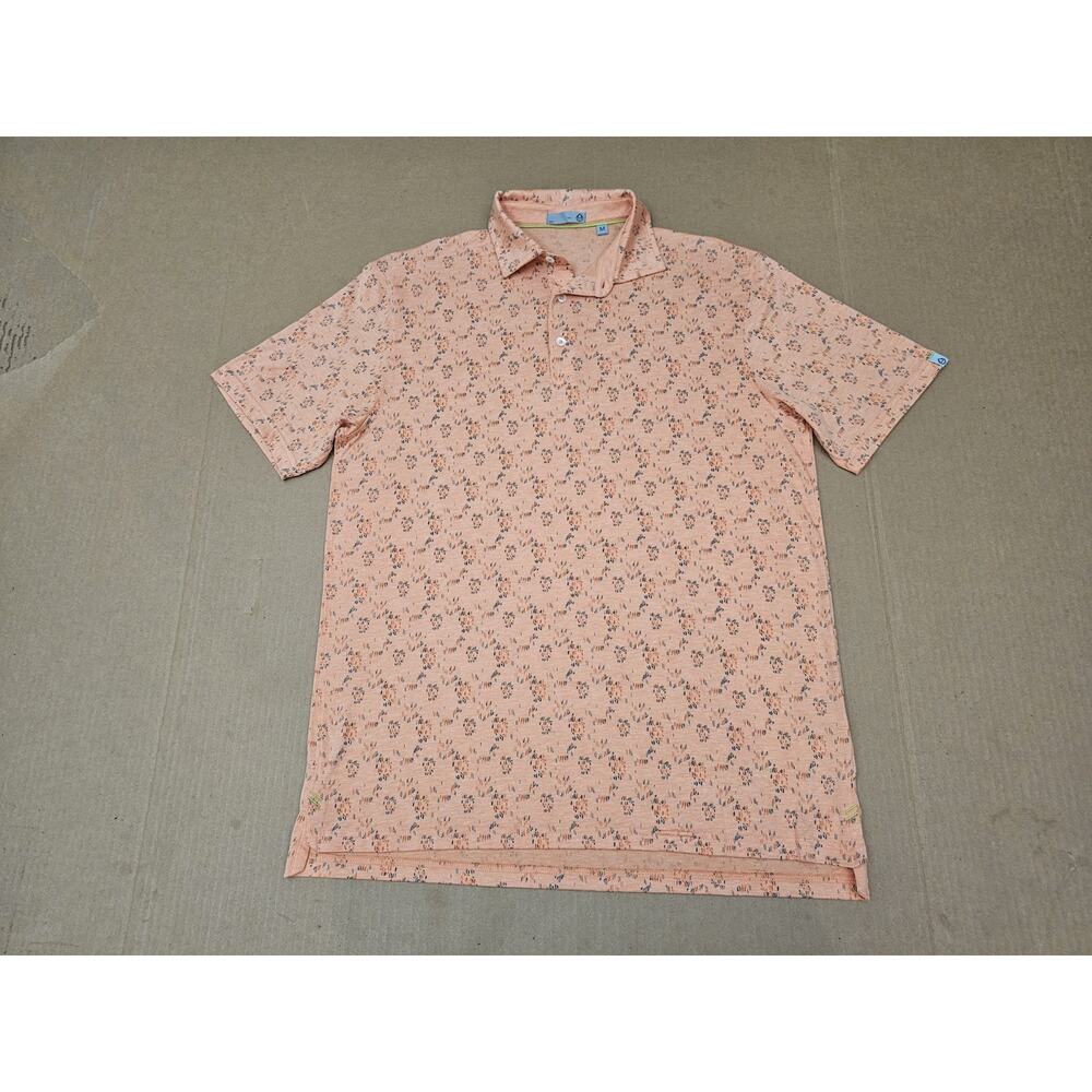 Tasc Performance Cloud Polo Shirt Golf Short Sleeve Orange Droplets Men’s Medium